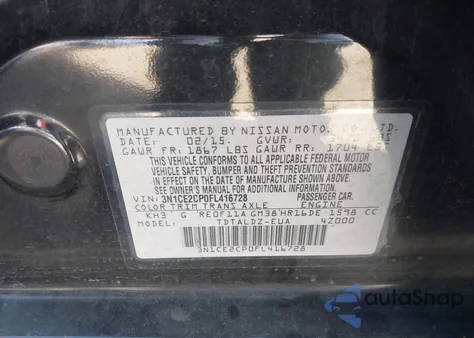 2015 Nissan Versa Note Sv z USA, uszkodzony, nr VIN 3N1CE2CP0FL416728